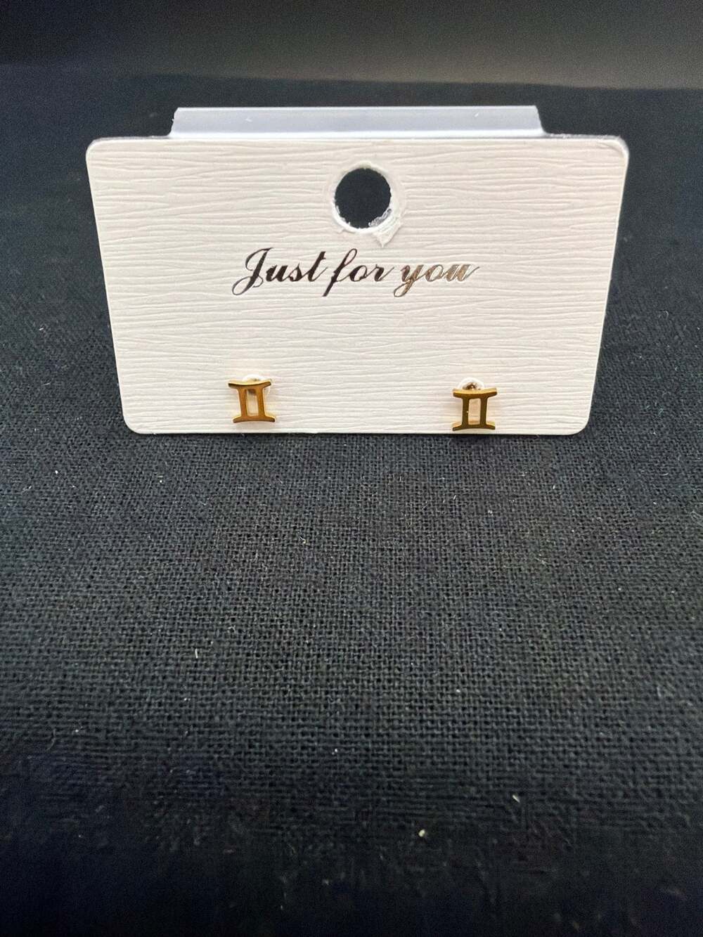 NWT 18K Gold PVD Gemini Zodiac Stud Earrings Waterproof Tarnish Free Dainty